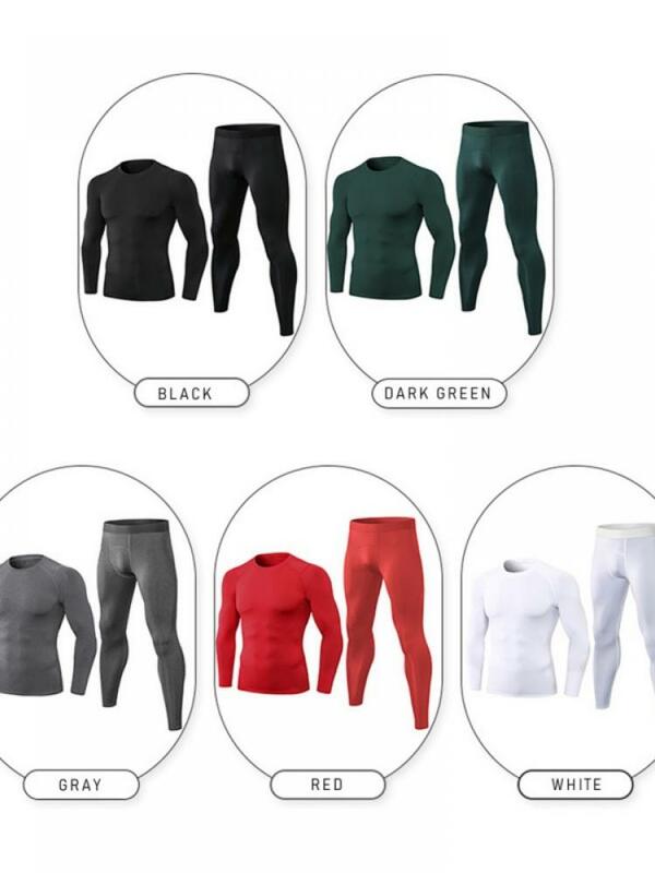 2022 New Men'S Quick-Drying Fitness Suit High-Elastic Tight-Fitting Training Long-Sleeved Trousers Sportswear Two-Piece