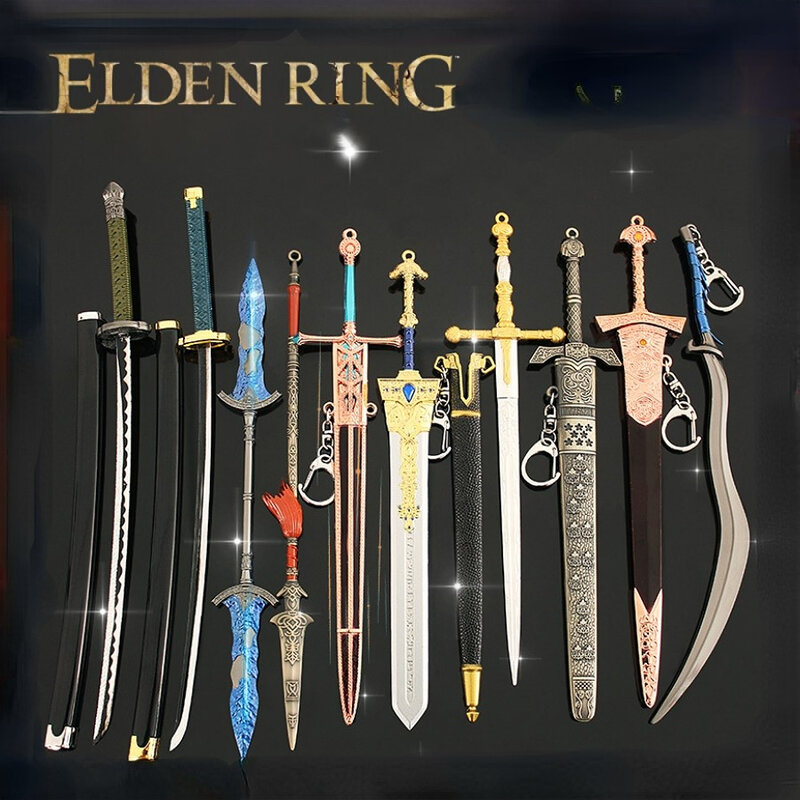 LLavero de juego de arma de anillo Elden, modelo de arma, réplica de arma, espada, cuchillo de mariposa, Katana real japonesa, regalos de cumpleaños, Juguetes
