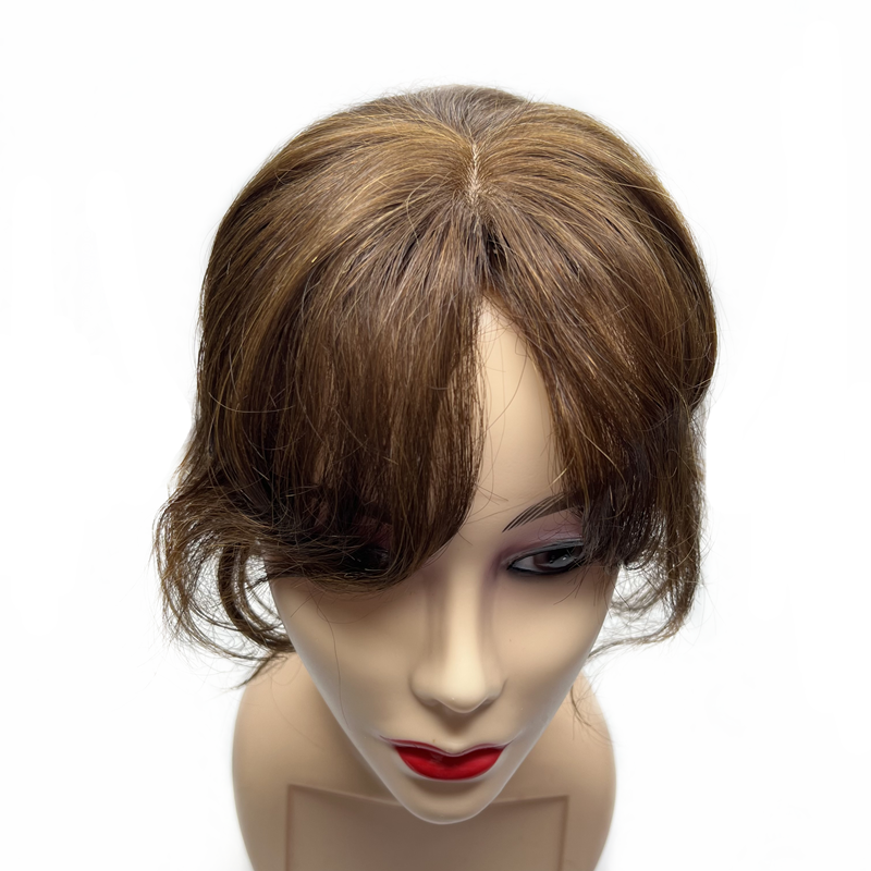 Halo Lady 10 pollici Hair Topper capelli umani per donne Real Natural Hair Pad Hairpiece clip invisibili corpo ondulato copertura grigio Non remy