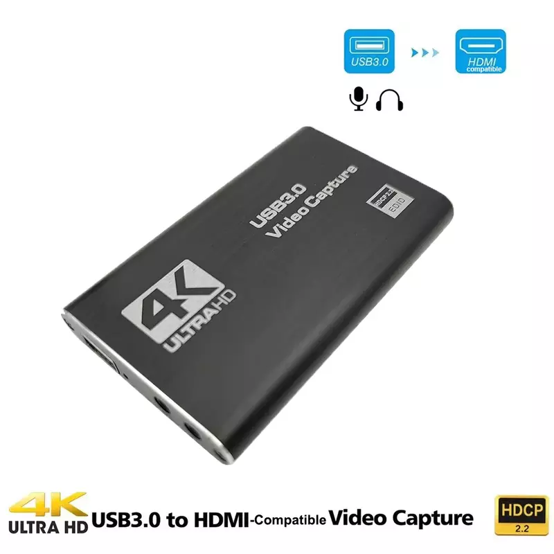 Usb 4k 60hz hdmi-placa de captura de vídeo compatível 1080p para a placa de gravação do jogo caixa de transmissão ao vivo usb 3.0 grabber para a câmera ps4