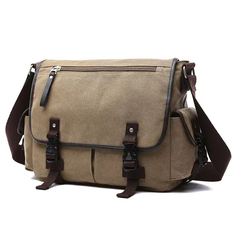 Messenger Bag for Men Vintage Water Resistant Waxed Canvas 15.6 Inch Laptop Briefcase Padded Shoulder Bag for Men Women