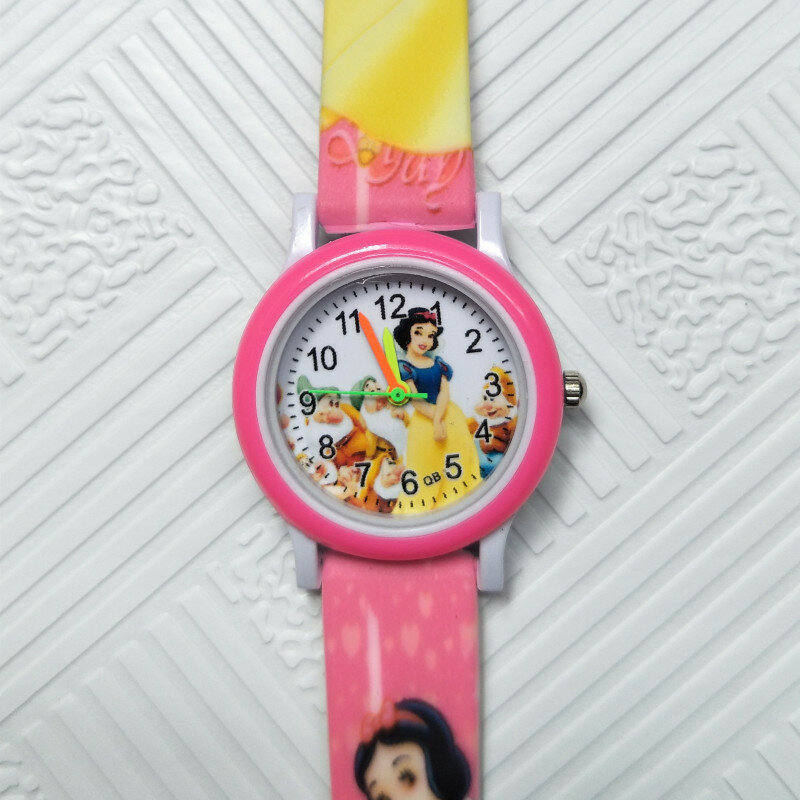 Relojes creativos de princesa Blancanieves para niños, relojes de pulsera de cuarzo casuales impermeables para estudiantes y niñas