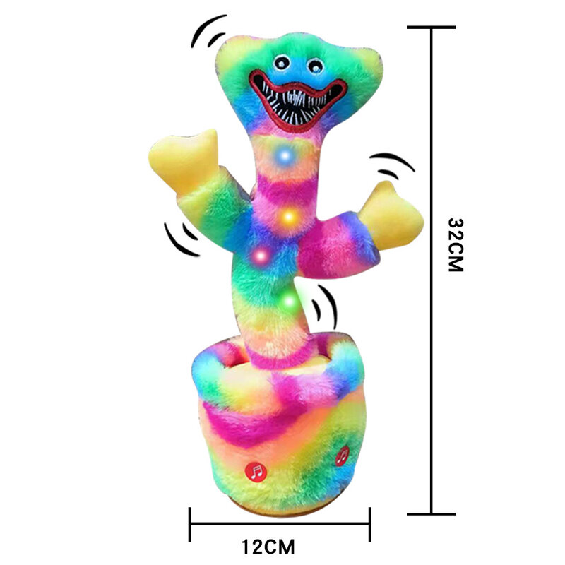 USB Dancing Huggy Wuggy Plush Toys Can Singing and Talking Electric Cactus Toys Stranger Thing Anime Stuffed Doll Kids Gifts