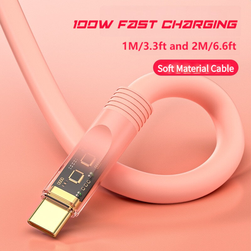 100W USB Type C Cable 6A Fast Charging USB C Cord Cable For Xiaomi 14 Poco Oneplus Samsung Huawei Quick Charger Cables Data Wire