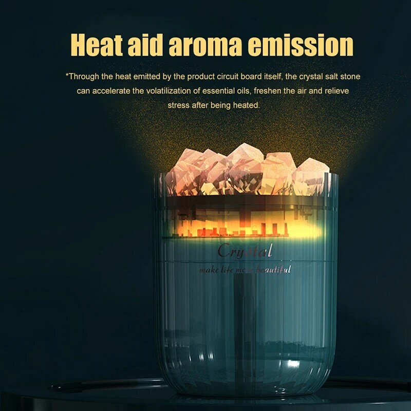 Cristal portátil aromaterapia umidificador usb aroma difusor de óleo essencial umidificador ar com lâmpada atmosfera casa