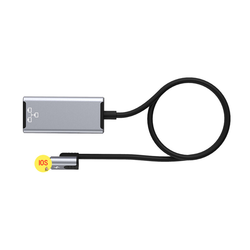 Адаптер Ethernet 8-pin к RJ45 PD20W внешняя зарядка 100 Мбит/с сетевая карта Plug-and-Play корпус из алюминиевого сплава для iPhone/iPad