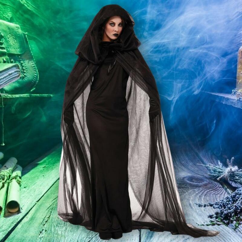 Cosplay garnitur czarne sukienki na Halloween noc Cosplay Chic czarownica jednokolorowy kostium na Halloween