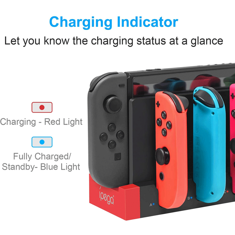 Cargador para mandos Switch Joy Cons, Estación Base de carga para Nintendo Switch Joycons con indicador
