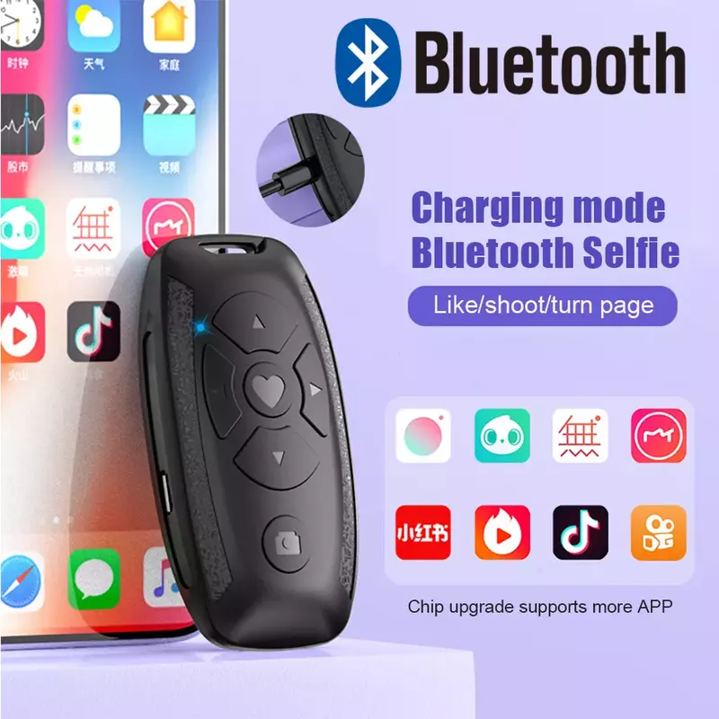 Botón de Control remoto recargable compatible con Bluetooth, controlador inalámbrico, palo de Selfie para cámara, disparador para teléfonos, e-book