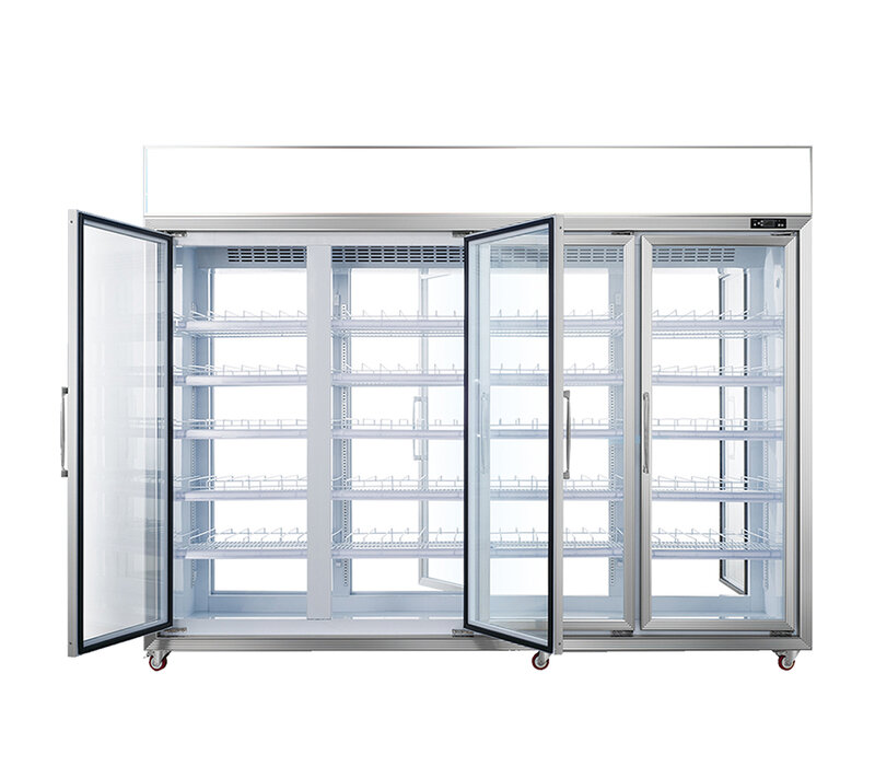 Bebida exibição geladeira supermercado comercial equipamentos de refrigeração porta de vidro vertical geladeira