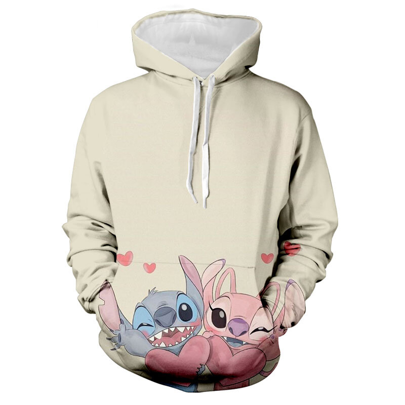 Disney Stich Muster Anime Hoodie Kinder Herbst Casual Damen Sweatshirt frauen Lose Hoodie Cartoon 3D Gedruckt Sweatshirt