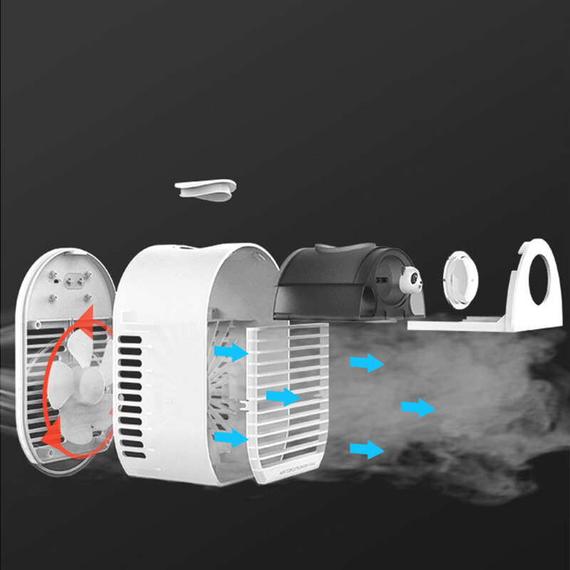 Miniventilador de aire acondicionado portátil para el hogar, humidificador de 3 velocidades, Enfriador de aire de escritorio ajustable, ventilador de refrigeración Personal recargable