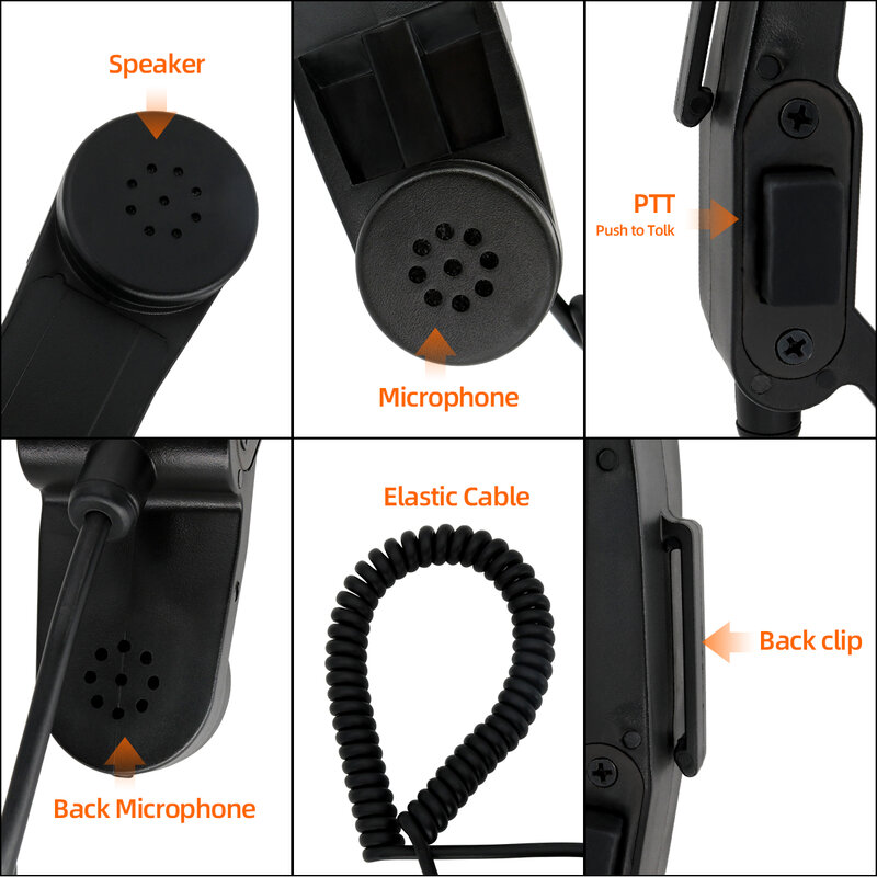 TS TAC-SKY Handheld Speaker Ptt H250 Militer Broadcast Microphone Kenwood Ptt untuk Baofeng Walkie Talkie UV-6R UV-5R