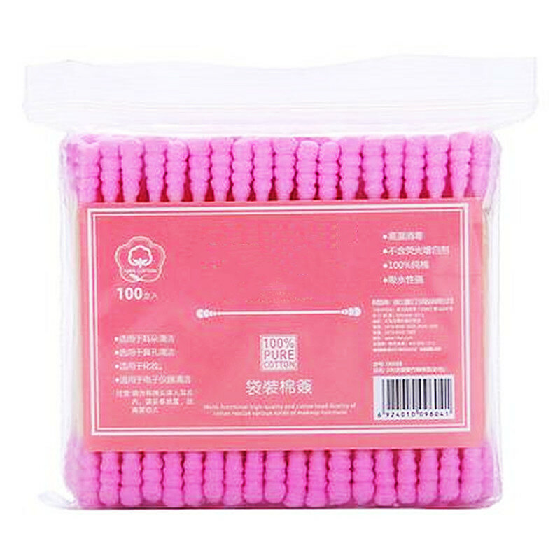 100pcs/ Pack Double Head Cotton Swab Women Makeup Cotton Buds Tip for Medical Wood Sticks Nose Ears Cleaning Health Care Tools