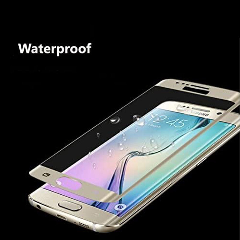1/4Pcs 3D Full Cover Tempered Glass For Samsung S7 Edge Gold Screen Protector Glass