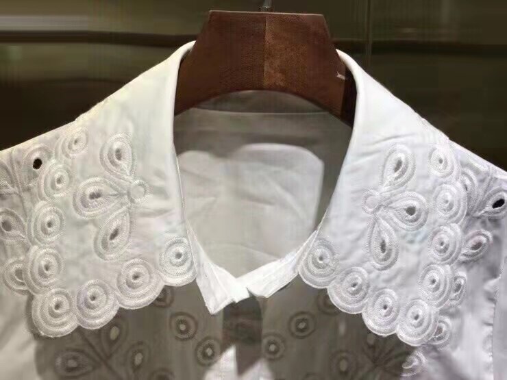 Blusa de algodón de alta calidad para verano, camisa blanca y negra a la moda, con cuello vuelto, exquisita camisa bordada, 2022
