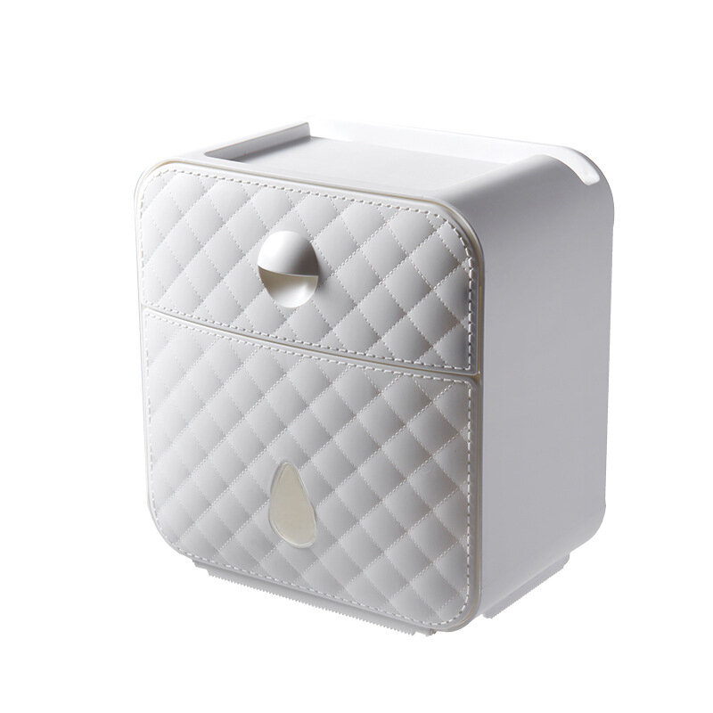 Rollo de papel higiénico para el hogar, soporte de Caja impermeable, estante de pared sin taladro, a la moda