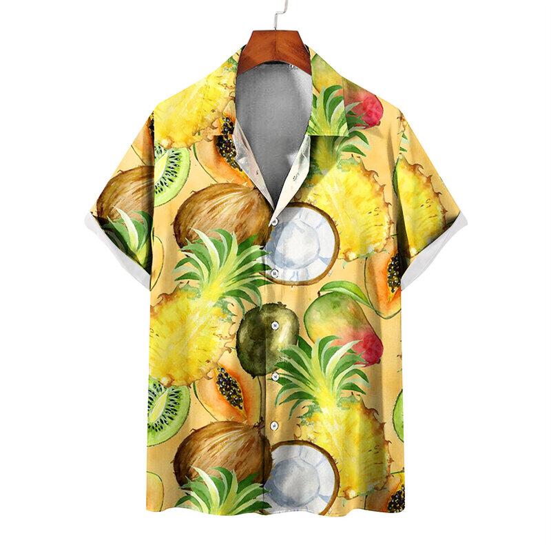 2023 American style Summer Street Fashion Print Shirt Hawaii's new personalized men's casual shirt short-sleeved lapel top S-8XL