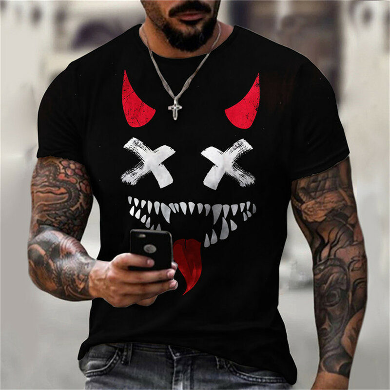T-shirt col rond pour homme, décontracté et surdimensionné, avec motif Xoxo imprimé en 3d, à la mode, nouvelle tendance, été, 2022