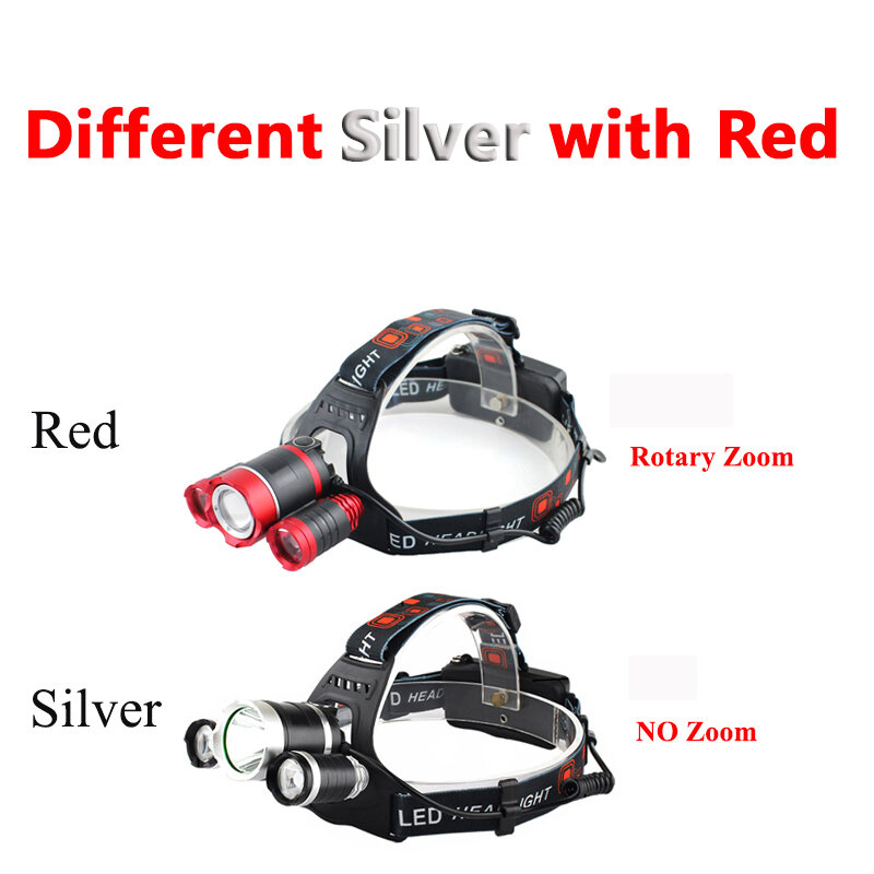 Xm-T6 3 LED Headlamp Light Lantern Head Lamp Flashlight Zoomable  Rechargeable Headlight with 18650 Battery Lantern for Camping