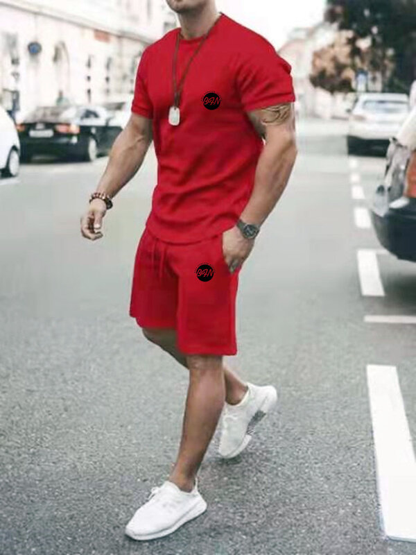 Костюм спортивный мужской оверсайз с 3D-принтом, футболка и шорты, модная уличная одежда, лето