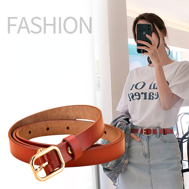 New Ladies Belt Genuine Leather Pin Buckle Belt Whole Leather Cut Fashion Casual Trend Dress Jeans Belt