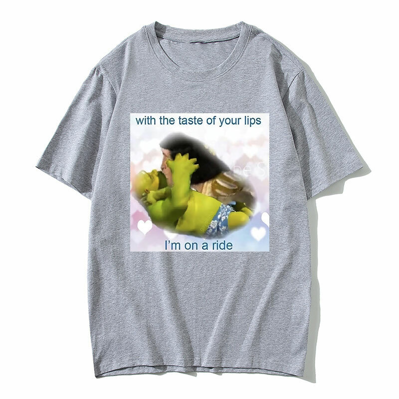 Shrek e Lord Farquad Beijo Beijo Impressão T Shirt com o sabor dos seus lábios Im em um passeio T-shirts Engraçado Homens Mulheres Algodão Tshirt
