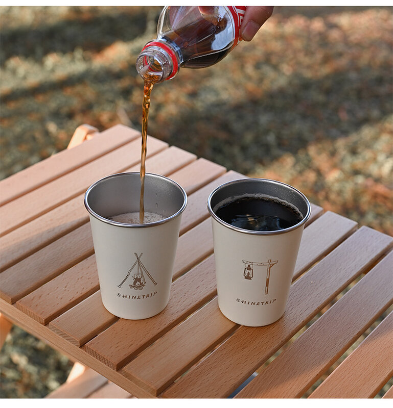 Shinetrip 4pcs Stainless Steel Cup Set Outdoor Camping Travel BBQ Wine Beer Drinks Tea Coffee Mug Water Bottle Drinkware
