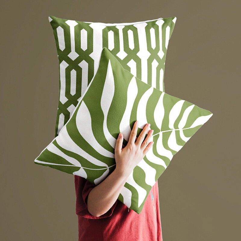 45*45cm European Blue Green Pillowcase Printing Sofa Cushion Cover Home Decoration Throw Pillow Pillowcase