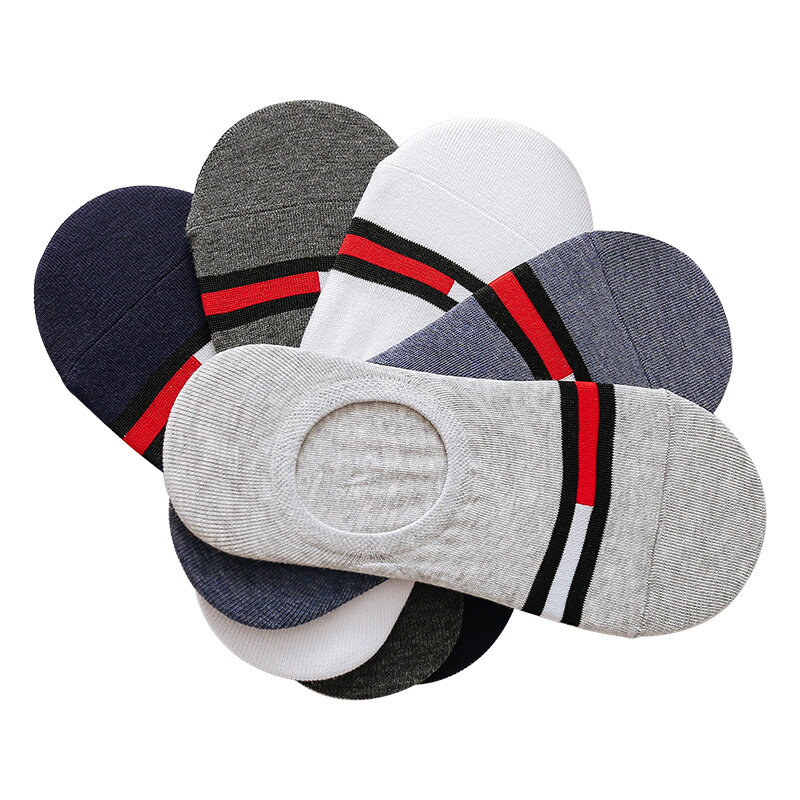 Calcetines invisibles antideslizantes de silicona para hombre y mujer, calcetín informal de boca baja, transpirable, 5 pares, 5 colores/36-43