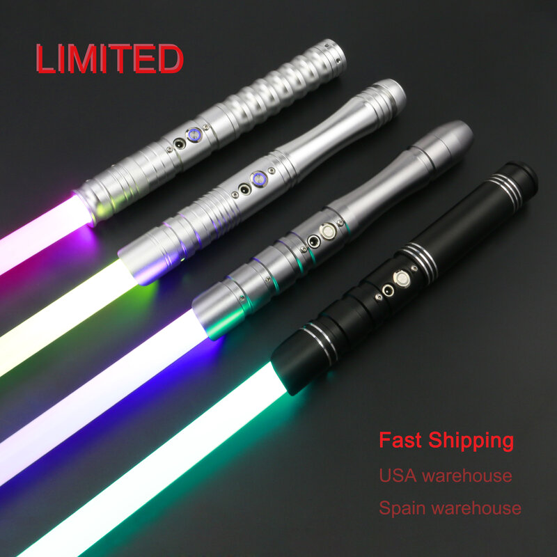 TXQSABER Sales Lightsaber Heavy Dueling RGB Juguetes Laser Saber Combat Blade Metal Handle Jedi Cosplay Toy Kids Christmas Gift