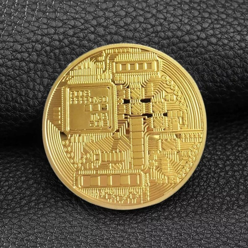 1PCS Kreative Souvenir Gold Überzogen Bitcoin Münze Physikalische Gold Sammeln BTC Münze Kunst Sammlung Physikalische Gedenk Geschenk