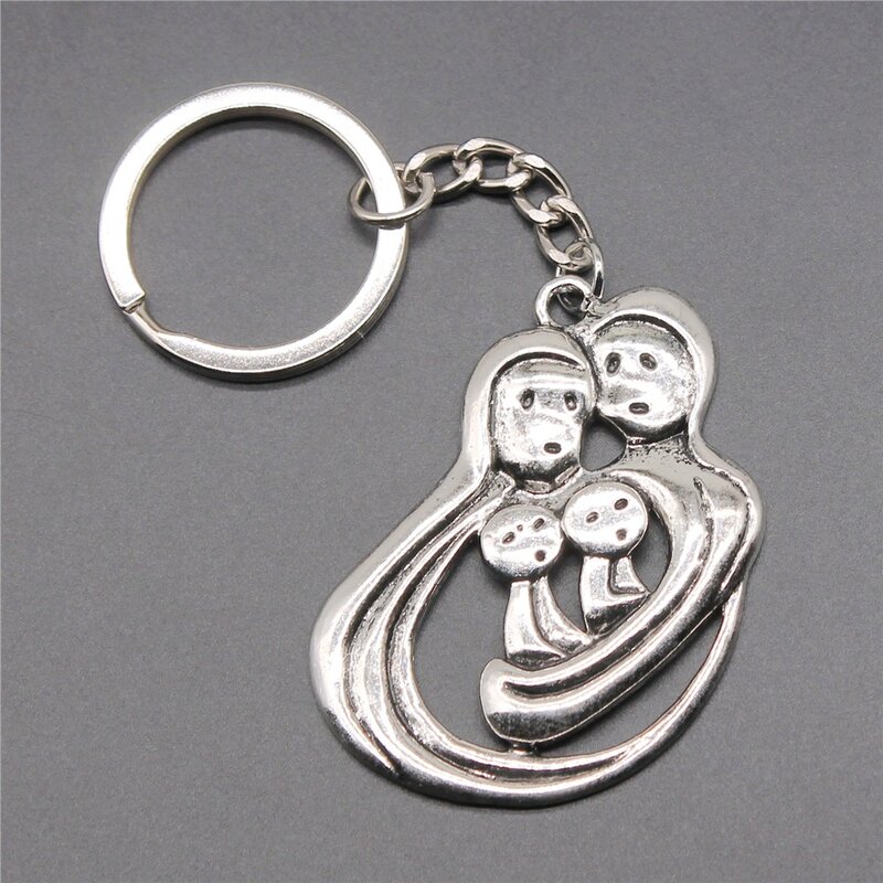 Souvenirs Gift Dropshipping Antique Silver Color 41x49mm A Lovely Family Pendant Keyring