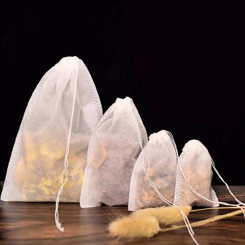 100 sacos de filtro de chá não tecidos da tela do produto comestível dos pces para o chá descartável da especiaria