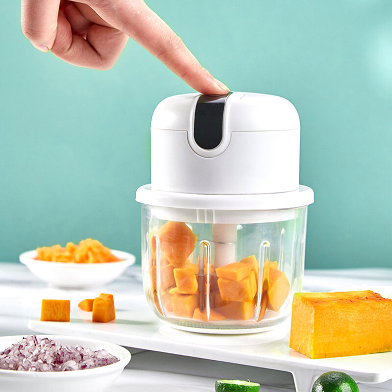 Electric Multifunctional Food Processor Mini Garlic Mincer Portable Vegetable Mincer Onion Meat Grinder Glass Bowl