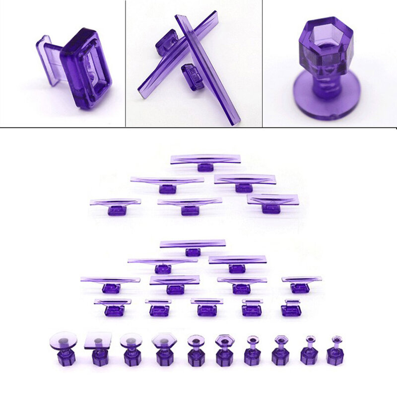 New Style Glue Tabs Dent Removal Tools Refrigerator Washing Machine For Automobile Nylon Purple 28pc Glue Tabs