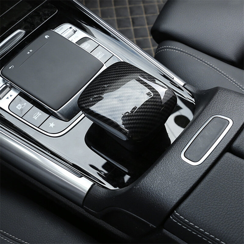 Pegatina de cubierta de marco de manija de cambio de marchas de Color de fibra de carbono para Mercedes Benz B GLB clase W247 X247 2020, calcomanía de cabeza de perilla de cambio de marchas