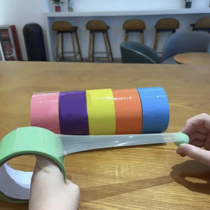 6Pcs ชุดลูกบอลเหนียวเทปตลกตกแต่งลูกบอลสีสำหรับสมุดภาพเด็ก DIY Sticky Ball Rolling Tape 테이프볼