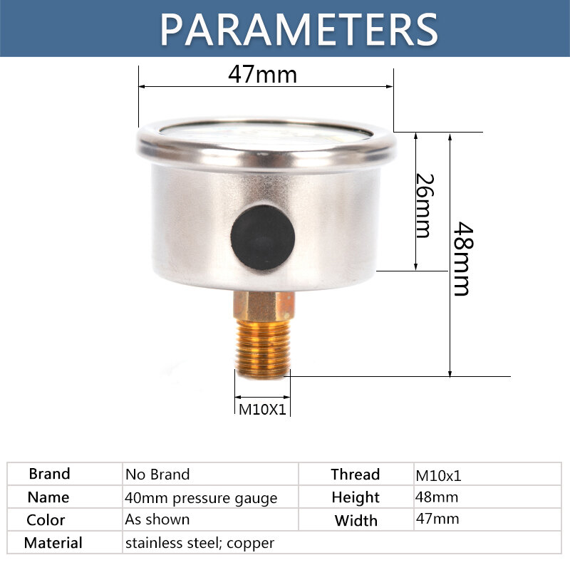 Пейнтбольный насос PCP, клапан для Акваланга, манометр 40 мм, манометр высокого давления M10x1, 1,5 дюйма, манометр с масляным наполнением, ударопр...