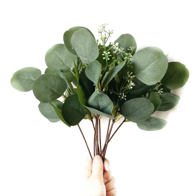 Artificial Eucalyptus Leaves Stems 10pcs/set DIY Wedding Decoration Accessories 29EF