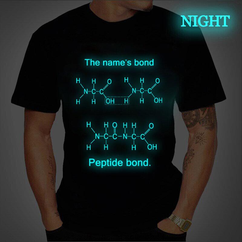 The Name's Bond, Peptide Bond Print Chemistry Men T-shirts Luminous Tshirts Brand T Shirt Novelty Oversized Tee Shirt,drop Ship