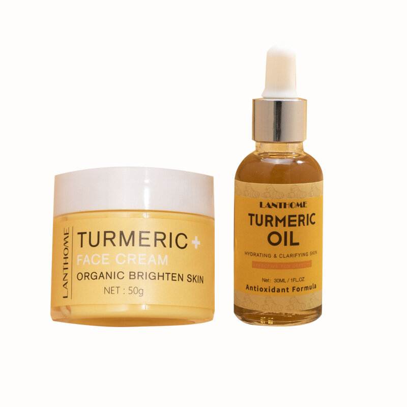 Kurkuma Creme und Kurkuma Öl Hautpflege Set Aufhellung Feuchtigkeits Relief Dull Haut Natürliche Organische Whitening30g 50g