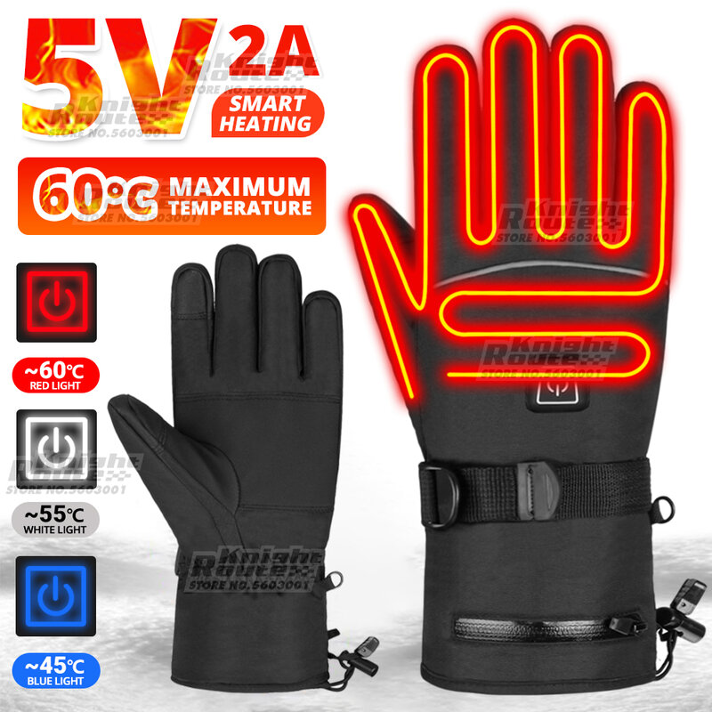 Winter Gloves For Men Snowboard Women Touchscreen Heated Gloves USB Camping Water-resistant Hiking Skiing Moto Motorcycle Gloves