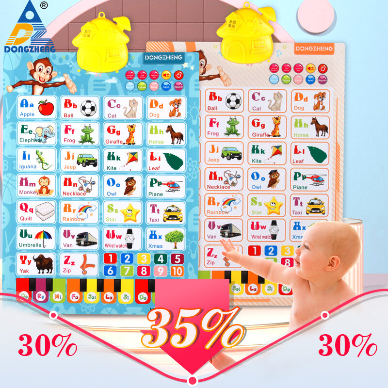Interactive Electronic English Alphabet Wall Chart Talking ABC & Alphabet 123 Toddler Music Poster Educational Toy