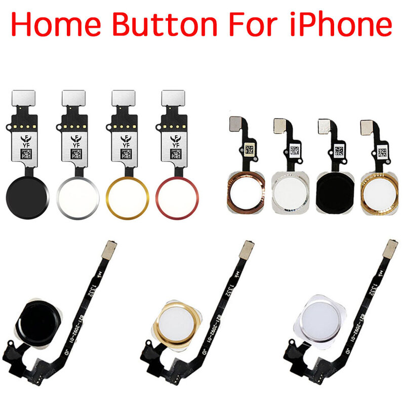 Chave com botão home e cabo flex, para iphone 5, 5c, tamanhos 6, 6plus, 6s plus, 7, 7plus, 8g, 8 plus, montagem de botão caseiro