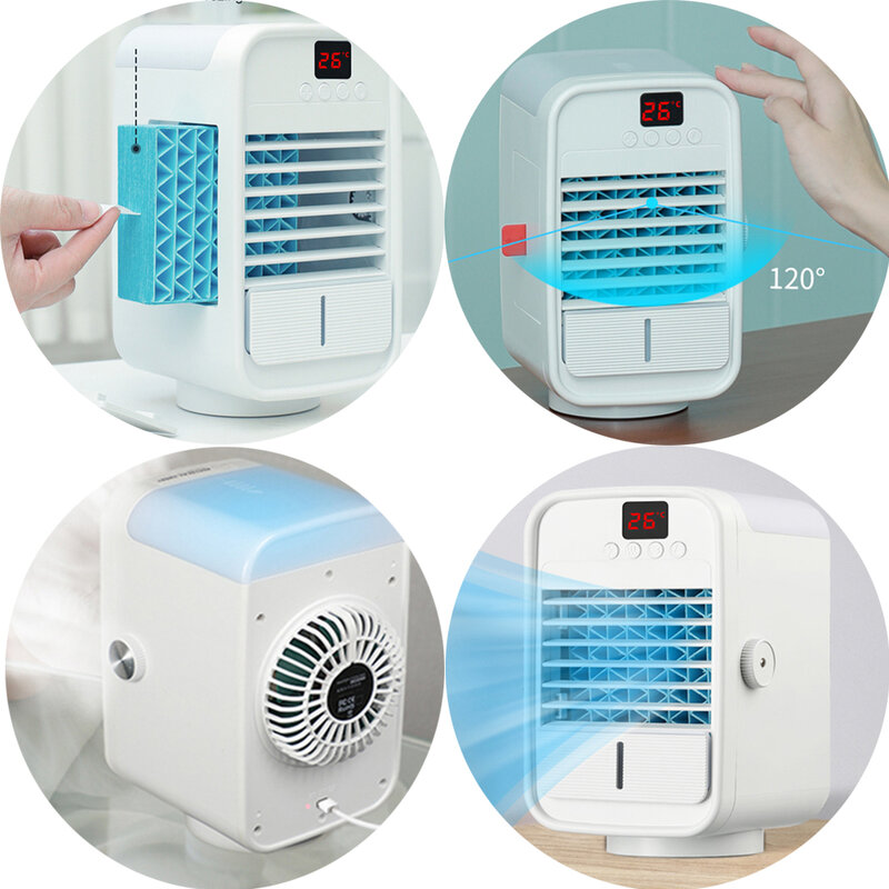 Refroidisseur d'air à tête secouée, climatiseur, purificateur d'anions, humidificateur de bureau, USB, petit ventilateur froid glacé