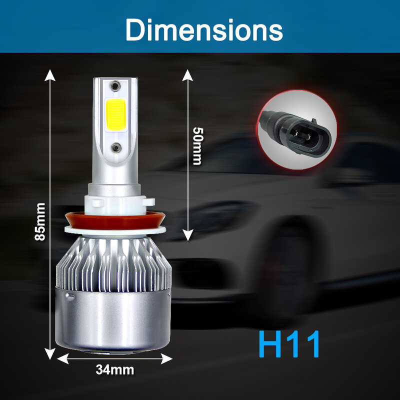 2Pcs C6 H1 H3 Led Headlight Bulbs H7 LED Car Lights H4 880 H11 HB3 9005 HB4 9006 H13 6000K 80W 12V 8000LM Auto Headlamps