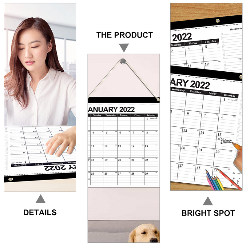 1pc Delicate Chic Fashion Helpful 2022 Wall Calendar Office Calendar Hanging Calendar
