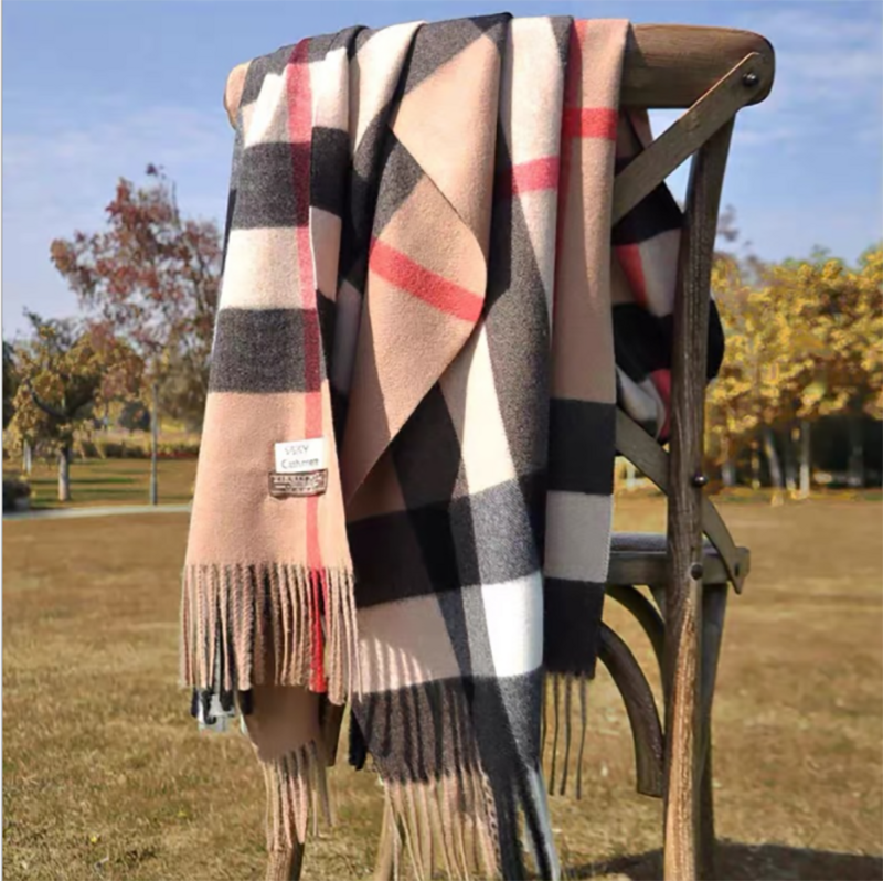 Pamwallymensa – écharpe épaisse à carreaux pour femme, châle chaud, Style britannique, marque de luxe, collection hiver 2021