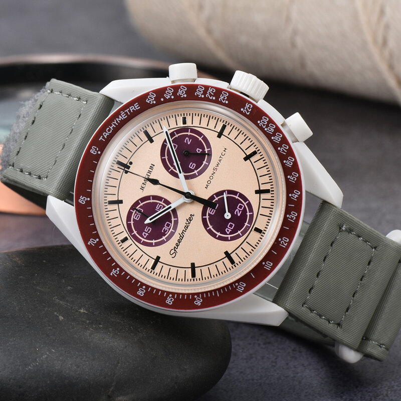 Nova marca original quente relógios de quartzo multifunções caso plástico moonwatch para senhoras dos homens cronógrafo explorar planeta aaa relógios